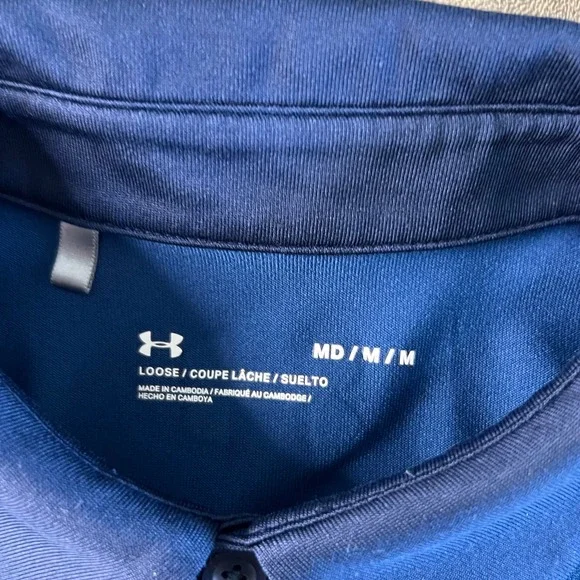 Under Armour Polo Shirt Mens Medium Blue Freedom Digital Camo 1372721-408 - Picture 3 of 8